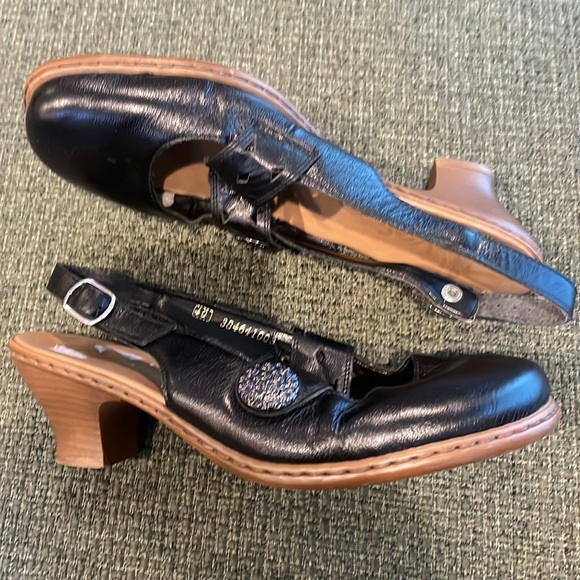 Rieker black leather sling back shoes (sz 40) - Picture 3 of 12